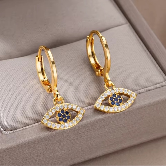 Zara Jewelry - Gold Evil Eye Hoop Earrings